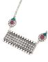 Oxidized Red & Green Stone-Studded Long Set