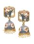 Enamel Meenakari Elephant Jhumkha-Grey