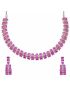 Designer Silver plated Magenta Pink Stone CZ stone stud Necklace