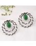 Curly Paradise Hoop, Monalisa Stone Stud-Green