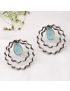 Curly Paradise Hoop, Monalisa Stone Stud-Sky Blue