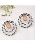 Curly Paradise Hoop, Monalisa Stone Stud-Peach