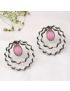 Curly Paradise Hoop, Monalisa Stone Stud-Blush Pink