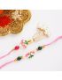 Tri Color Lotus (Pink) Dori and Pearl beaded Lumba (Combo)