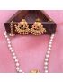 Gajadhar Pearl Chain Antique Set-Green