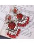 Statement GT Pearl drop Chandbali -Red