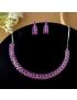 Designer Silver plated Magenta Pink Stone CZ stone stud Necklace