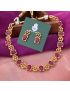 Pleasing Floral Stone Antique Set-Red