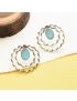 Curly Paradise Hoop, Monalisa Stone Stud-Sky Blue