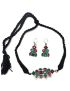 Jaipuri Thread Oxidized Green-Ruby Stone Choker Set