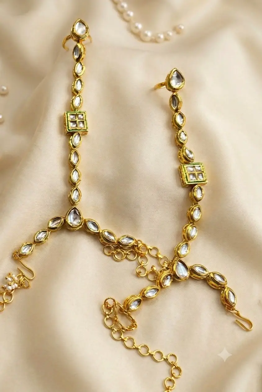 Kundal eye hathphool jewellery add-on for rental