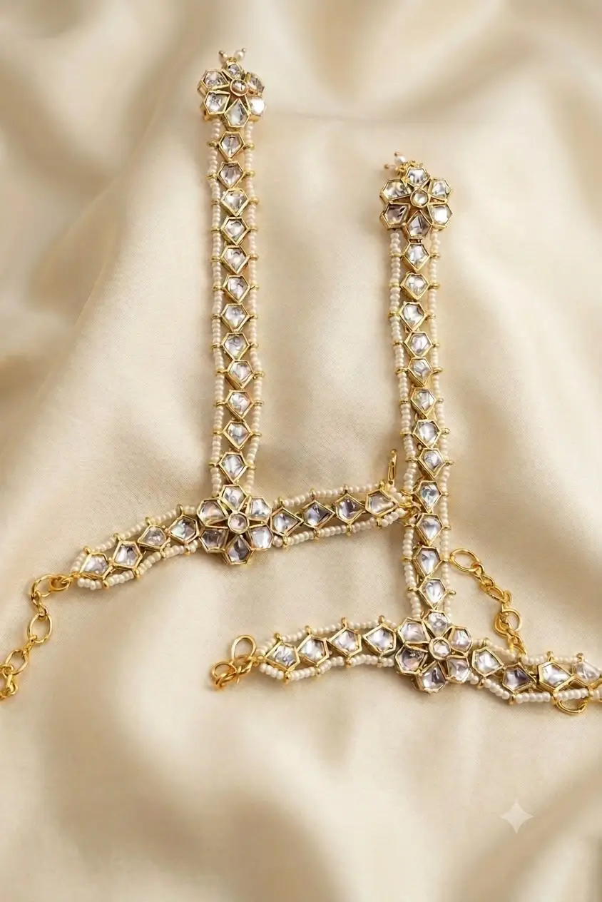 Long chain floral hathphool jewellery add-on for rental