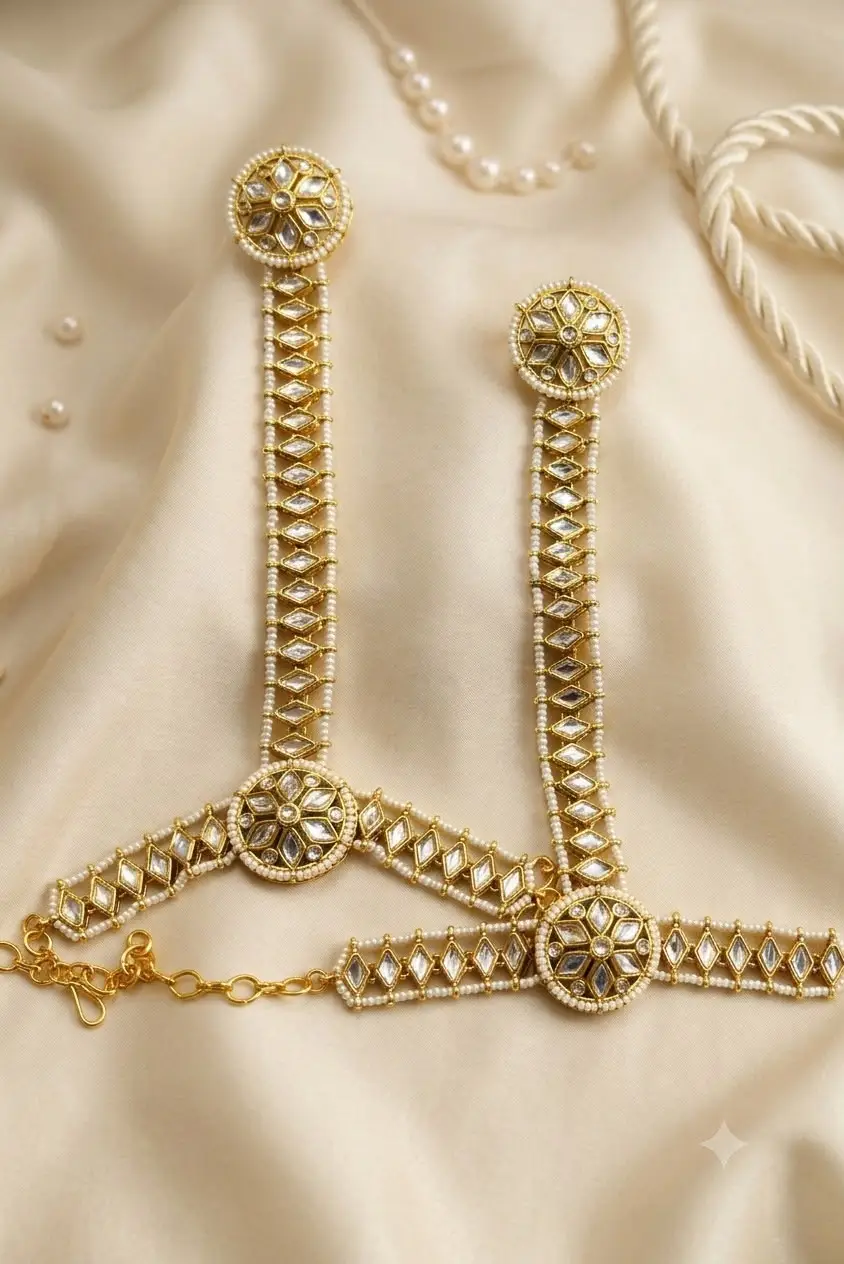 Triple chain hathphool jewellery add-on for rental