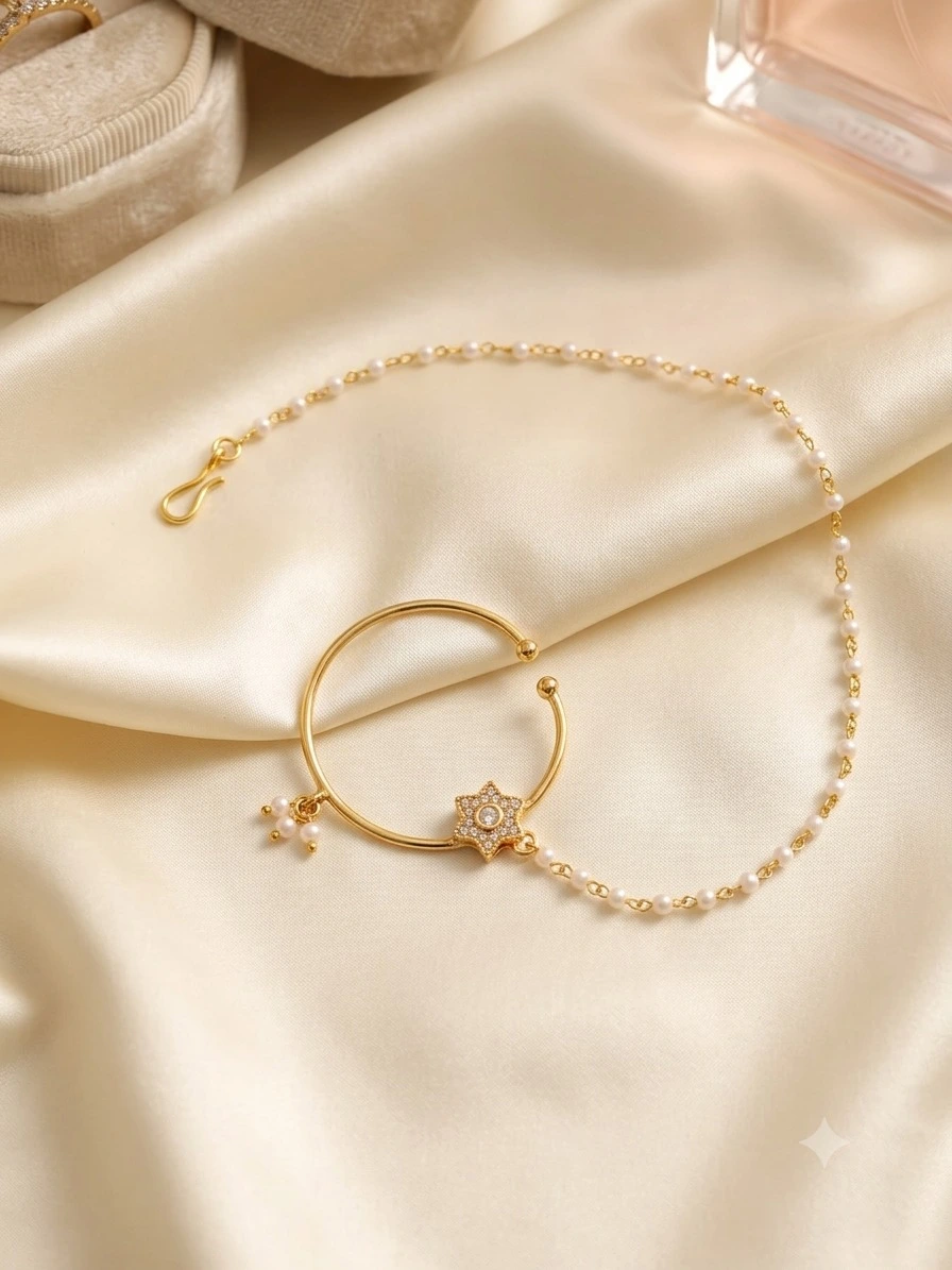 Floral pearl chain nath — optional add-on