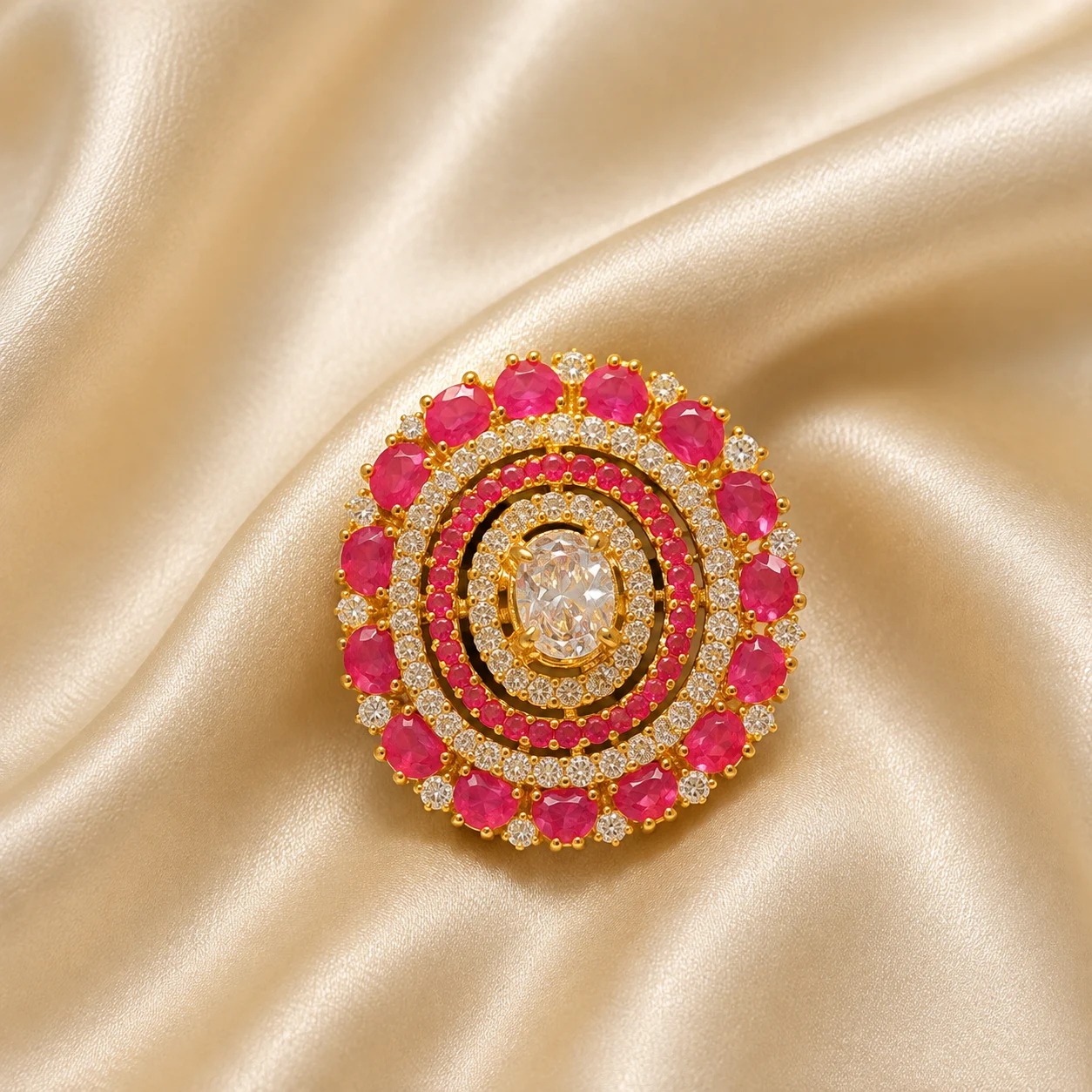 Pink floral halo ring — optional add-on
