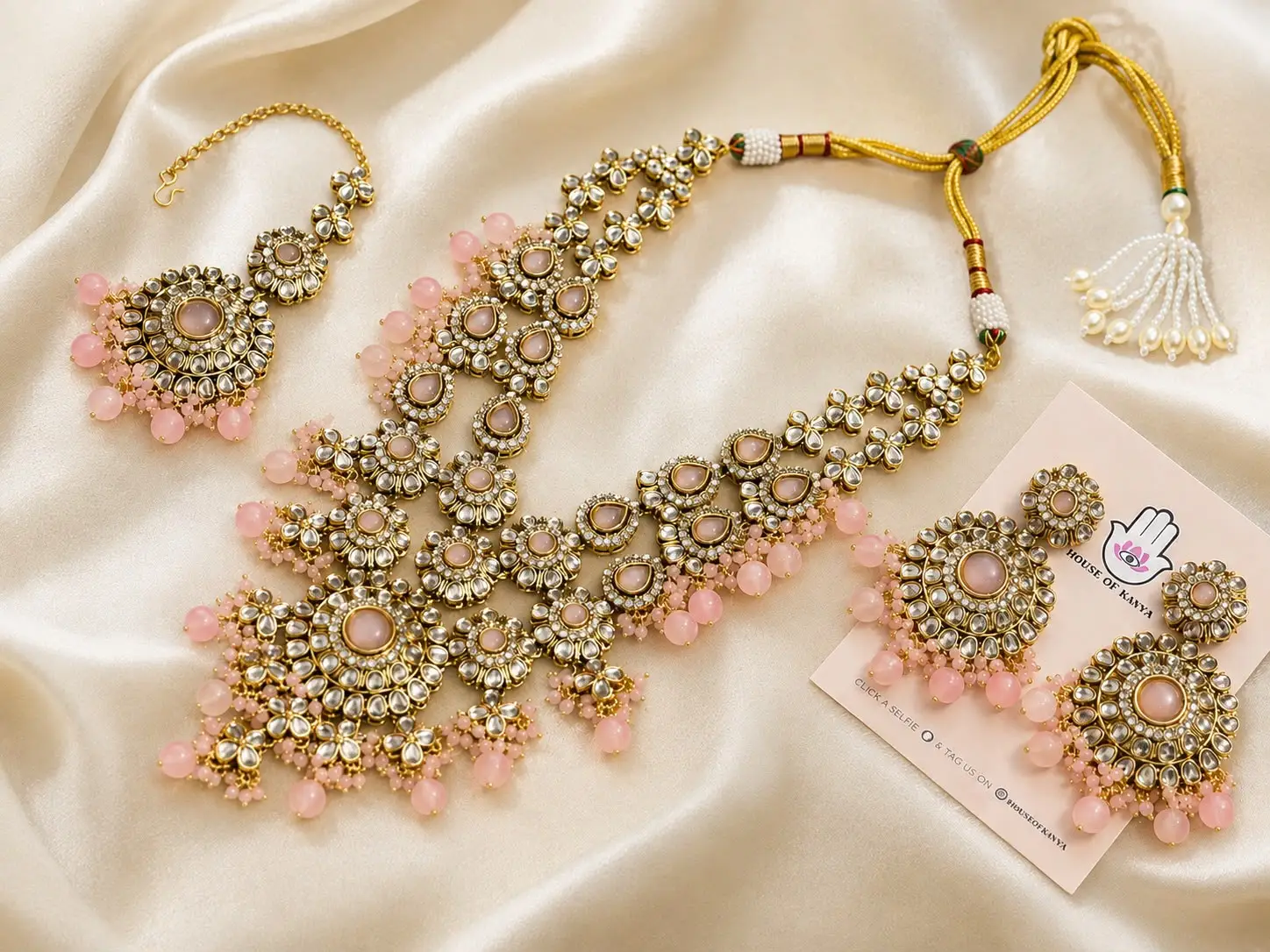 Blush Cluster Bib Set — jewellery on rent in Gurgaon