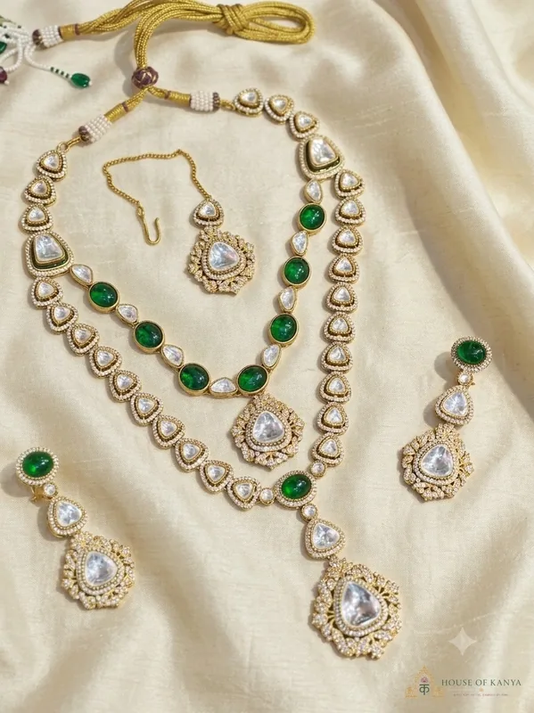 Emerald Rani Haar Bridal Set — bridal jewellery on rent in Gurgaon
