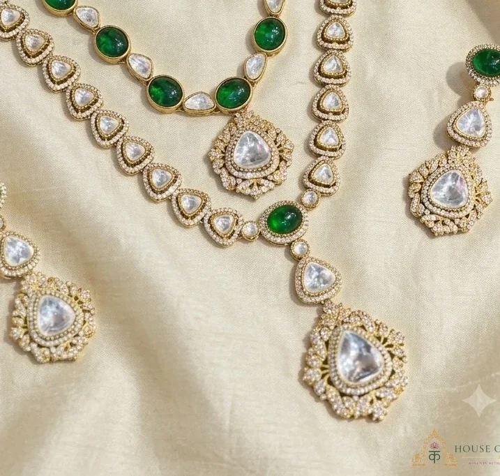 Emerald Rani Haar Polki Bridal Set — craftsmanship close-up | House of Kanya