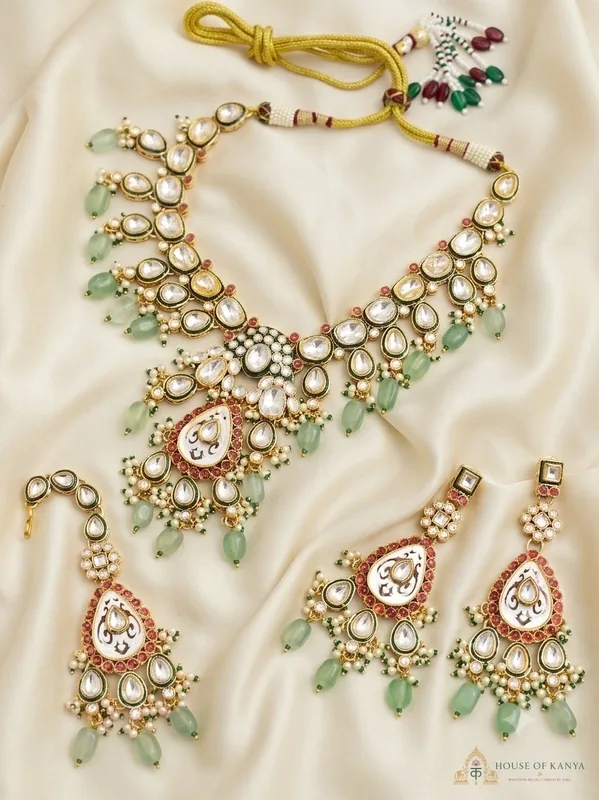 Multicolour Kundan Bridal Set — bridal jewellery on rent in Gurgaon