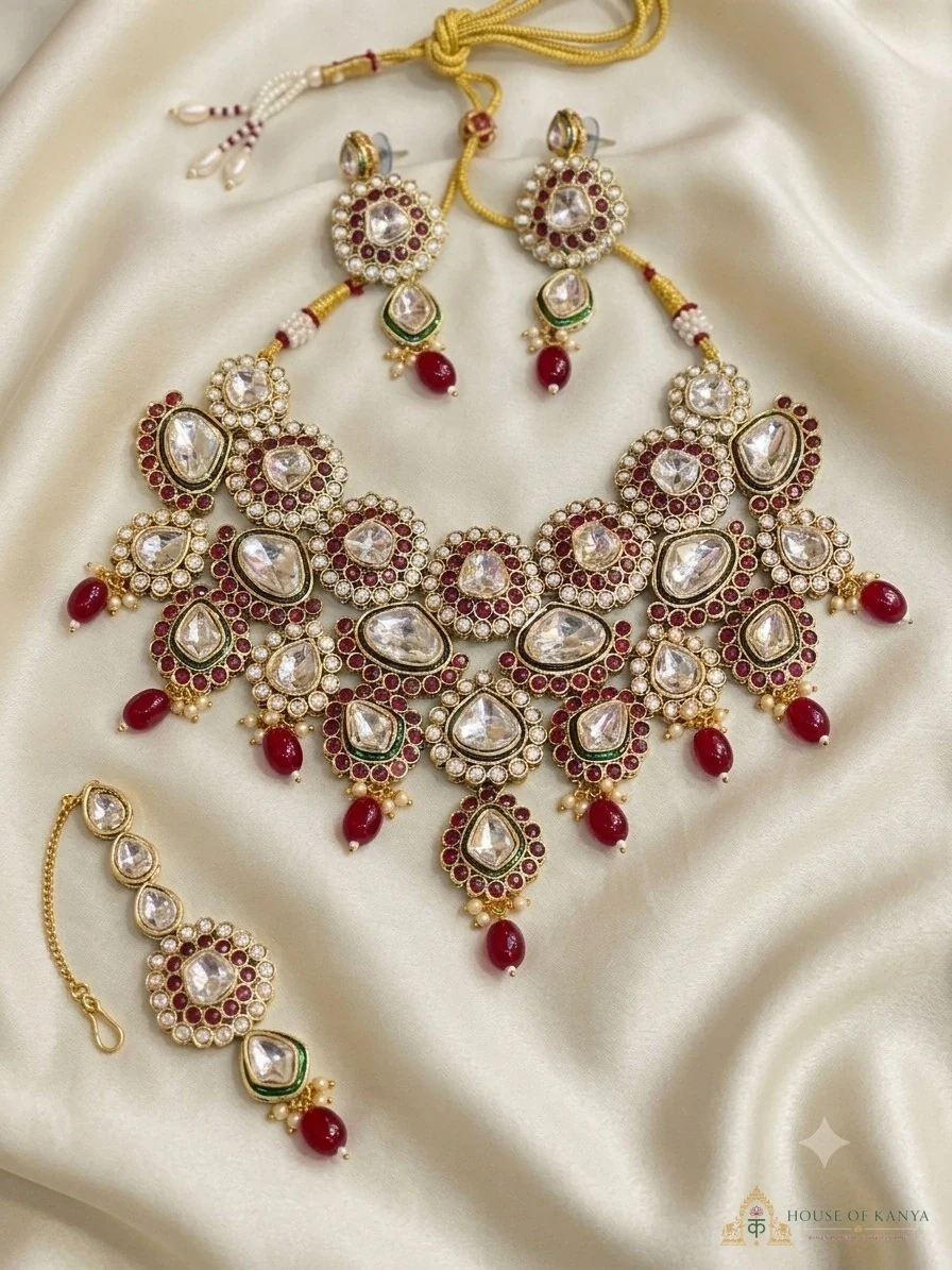 Ruby Drop Bridal Set — bridal jewellery set on rent in Gurgaon | House of Kanya